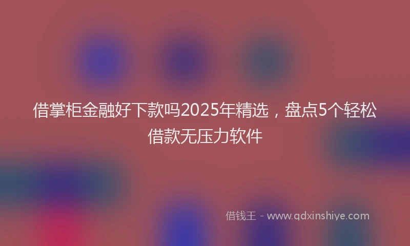 借掌柜金融好下款吗2025年精选,盘点5个轻松借款无压力软件