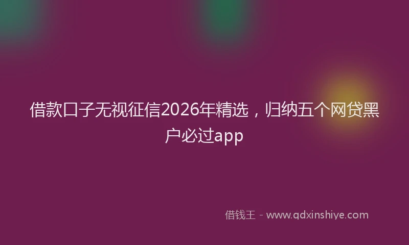 借款口子无视征信2026年精选，归纳五个网贷黑户必过app
