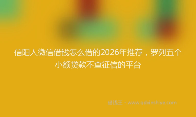 信阳人微信借钱怎么借的2026年推荐，罗列五个小额贷款不查征信的平台