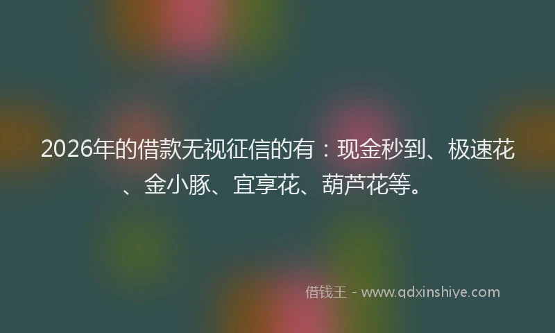 2026年的借款无视征信的有：现金秒到、极速花、金小豚、宜享花、葫芦花等。