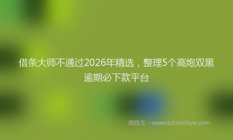 借条大师不通过2026年精选，整理5个高炮双黑逾期必下款平台