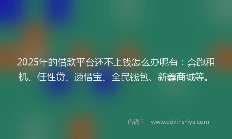 2025年的借款平台还不上钱怎么办呢有：奔跑租机、任性贷、速借宝、全民钱包、新鑫商城等。