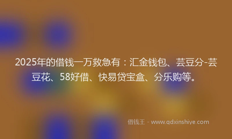 2025年的借钱一万救急有：汇金钱包、芸豆分-芸豆花、58好借、快易贷宝盒、分乐购等。