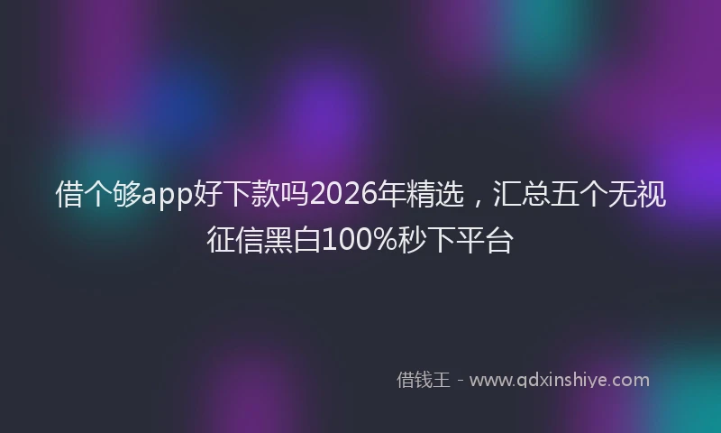 借个够app好下款吗2026年精选，汇总五个无视征信黑白100%秒下平台