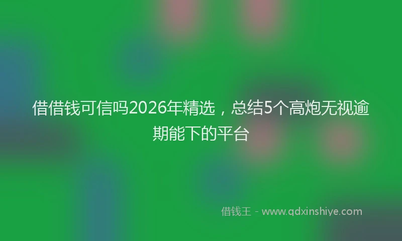借借钱可信吗2026年精选，总结5个高炮无视逾期能下的平台