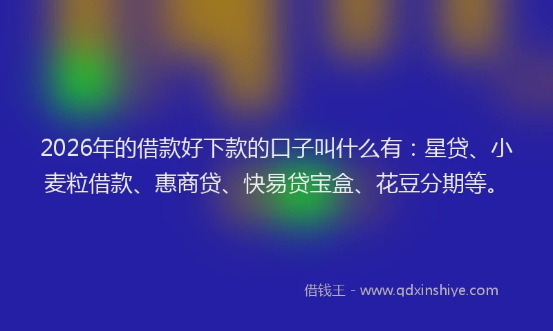 2026年的借款好下款的口子叫什么有：星贷、小麦粒借款、惠商贷、快易贷宝盒、花豆分期等。
