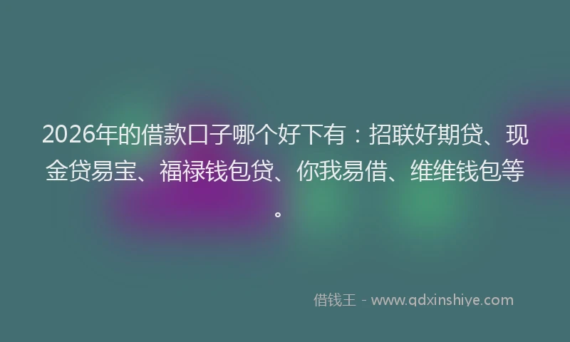 2026年的借款口子哪个好下有：招联好期贷、现金贷易宝、福禄钱包贷、你我易借、维维钱包等。