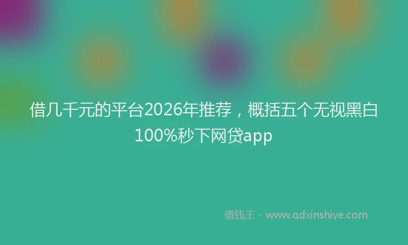 借几千元的平台2026年推荐，概括五个无视黑白100%秒下网贷app