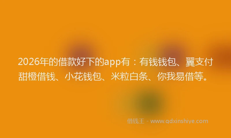 2026年的借款好下的app有：有钱钱包、翼支付甜橙借钱、小花钱包、米粒白条、你我易借等。
