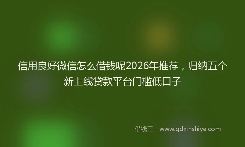 信用良好微信怎么借钱呢2026年推荐，归纳五个新上线贷款平台门槛低口子