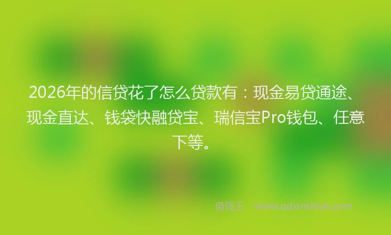 2026年的信贷花了怎么贷款有：现金易贷通途、现金直达、钱袋快融贷宝、瑞信宝Pro钱包、任意下等。