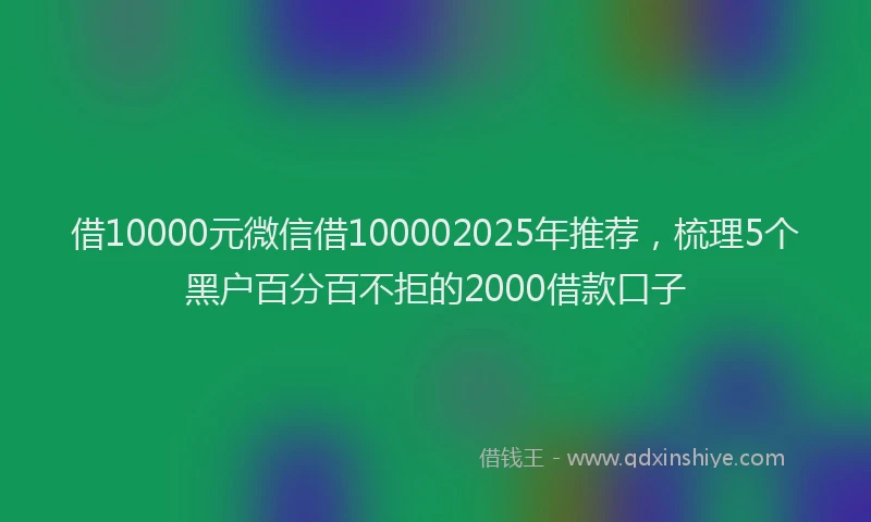 借10000元微信借100002025年推荐，梳理5个黑户百分百不拒的2000借款口子
