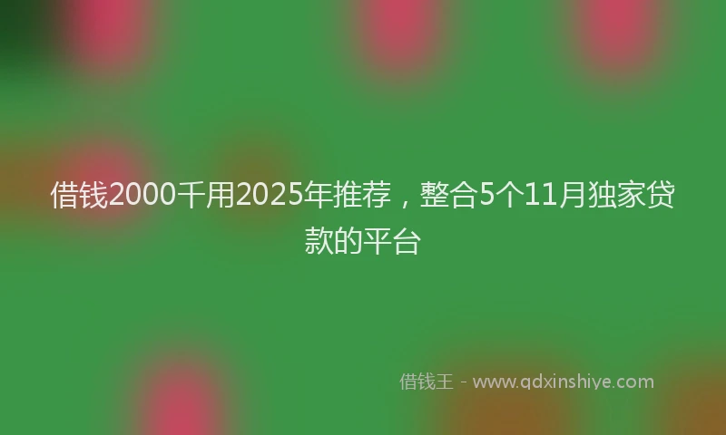 借钱2000千用2025年推荐，整合5个11月独家贷款的平台