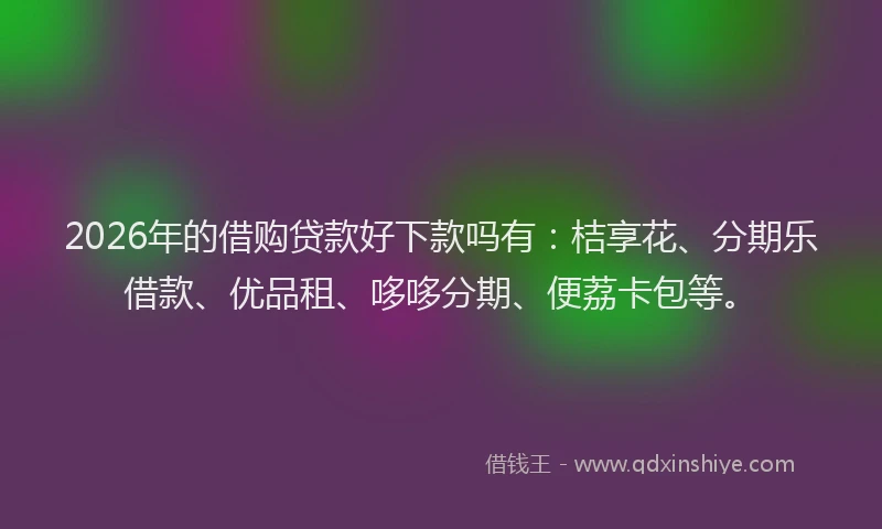 2026年的借购贷款好下款吗有：桔享花、分期乐借款、优品租、哆哆分期、便荔卡包等。