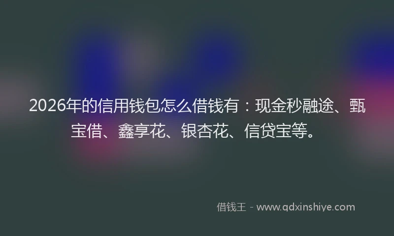 2026年的信用钱包怎么借钱有：现金秒融途、甄宝借、鑫享花、银杏花、信贷宝等。