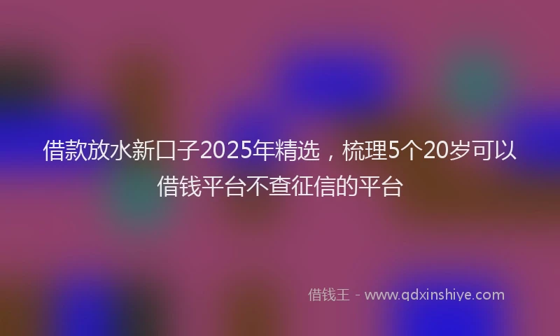借款放水新口子2025年精选,梳理5个20岁可以借钱平台不查征信的平台
