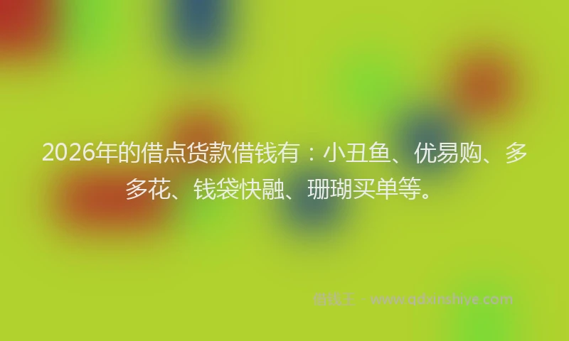 2026年的借点货款借钱有：小丑鱼、优易购、多多花、钱袋快融、珊瑚买单等。