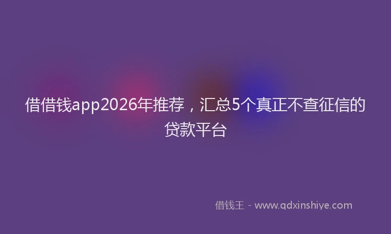 借借钱app2026年推荐，汇总5个真正不查征信的贷款平台