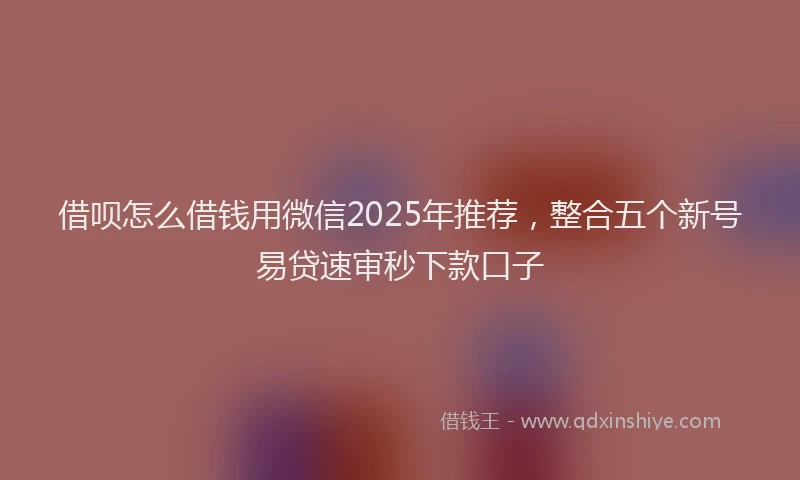 借呗怎么借钱用微信2025年推荐，整合五个新号易贷速审秒下款口子