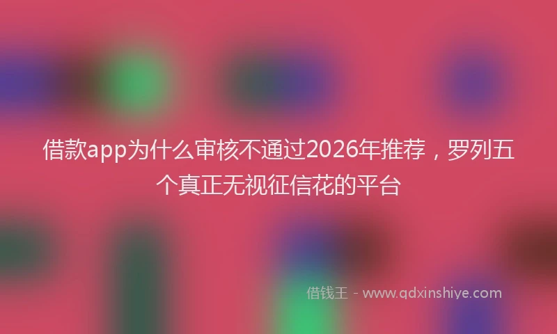 借款app为什么审核不通过2026年推荐，罗列五个真正无视征信花的平台