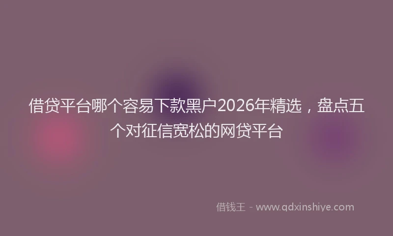 借贷平台哪个容易下款黑户2026年精选，盘点五个对征信宽松的网贷平台