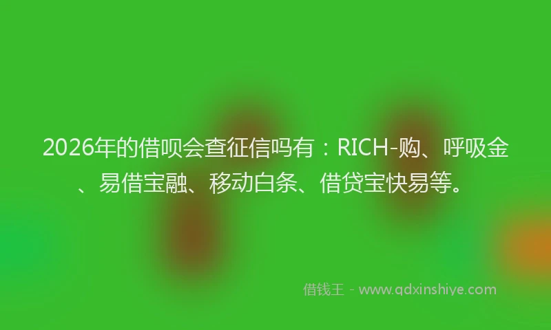 2026年的借呗会查征信吗有：RICH-购、呼吸金、易借宝融、移动白条、借贷宝快易等。