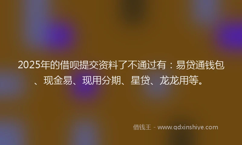 2025年的借呗提交资料了不通过有：易贷通钱包、现金易、现用分期、星贷、龙龙用等。
