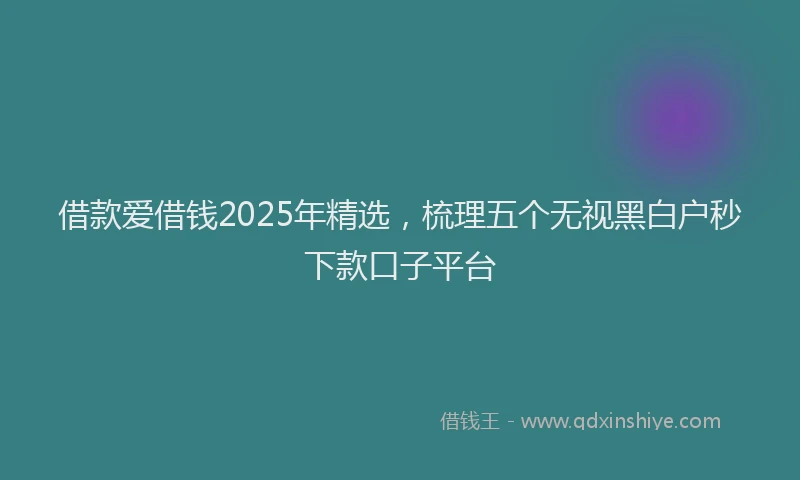 借款爱借钱2025年精选,梳理五个无视黑白户秒下款口子平台