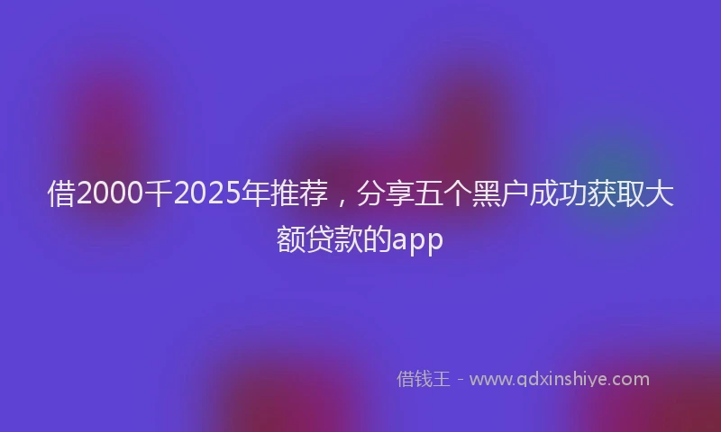 借2000千2025年推荐，分享五个黑户成功获取大额贷款的app