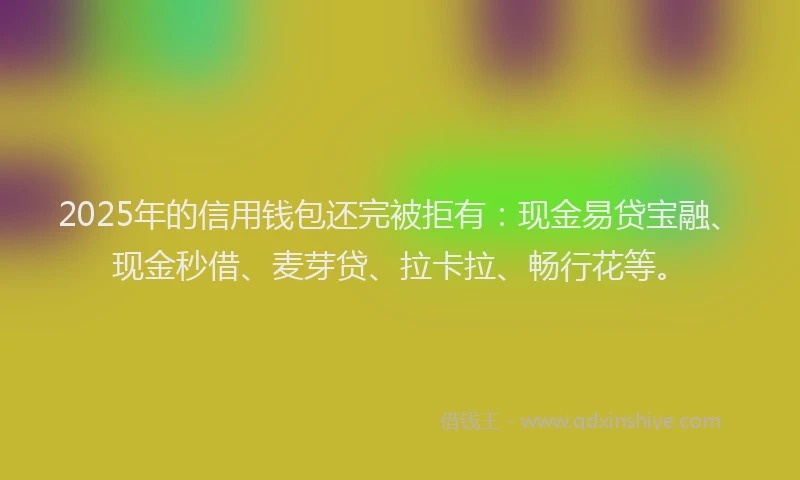 2025年的信用钱包还完被拒有:现金易贷宝融、现金秒借、麦芽贷、拉卡拉、畅行花等。