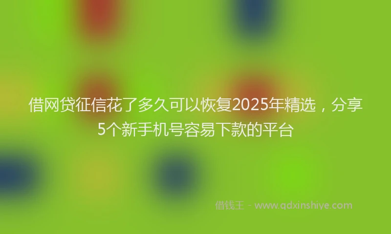 借网贷征信花了多久可以恢复2025年精选，分享5个新手机号容易下款的平台