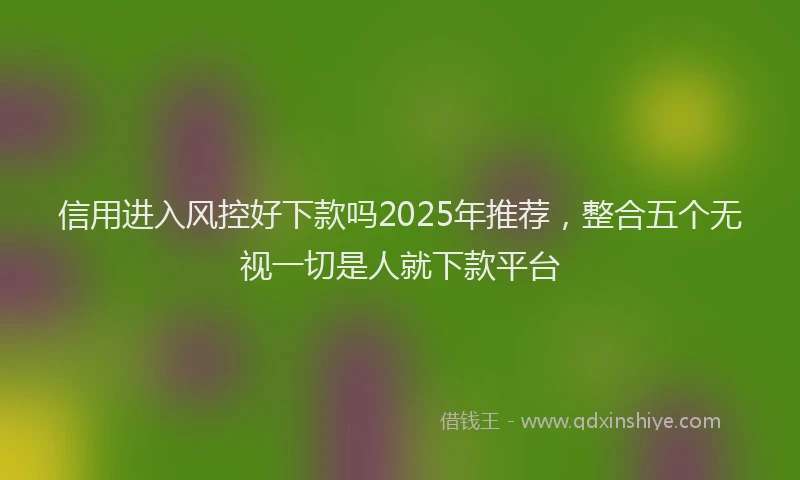 信用进入风控好下款吗2025年推荐，整合五个无视一切是人就下款平台