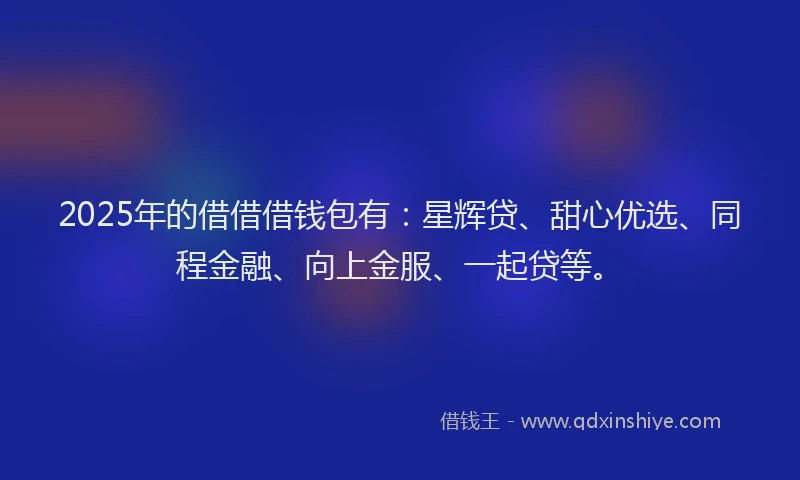 2025年的借借借钱包有:星辉贷、甜心优选、同程金融、向上金服、一起贷等。
