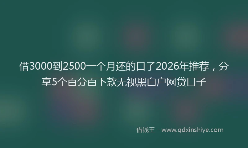借3000到2500一个月还的口子2026年推荐,分享5个百分百下款无视黑白户网贷口子