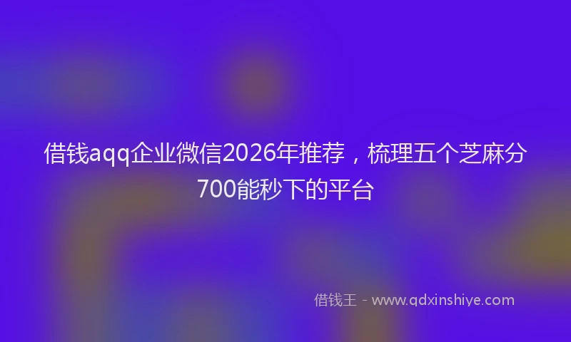 借钱aqq企业微信2026年推荐,梳理五个芝麻分700能秒下的平台