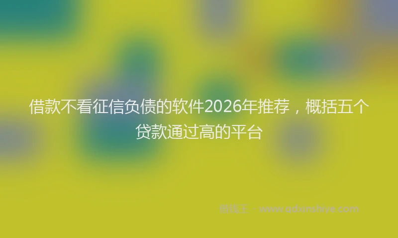 借款不看征信负债的软件2026年推荐，概括五个贷款通过高的平台