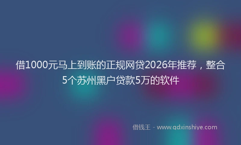 借1000元马上到账的正规网贷2026年推荐，整合5个苏州黑户贷款5万的软件
