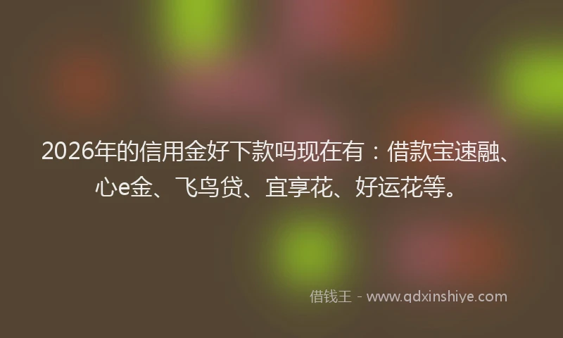 2026年的信用金好下款吗现在有:借款宝速融、心e金、飞鸟贷、宜享花、好运花等。