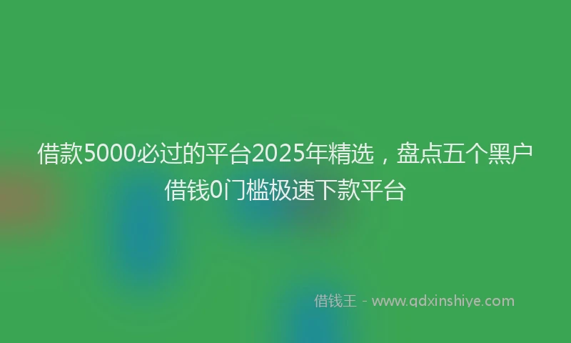 借款5000必过的平台2025年精选，盘点五个黑户借钱0门槛极速下款平台