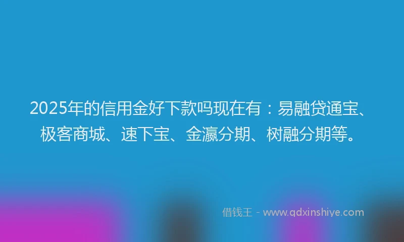 2025年的信用金好下款吗现在有：易融贷通宝、极客商城、速下宝、金瀛分期、树融分期等。
