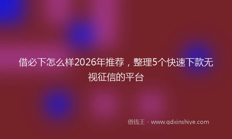 借必下怎么样2026年推荐，整理5个快速下款无视征信的平台