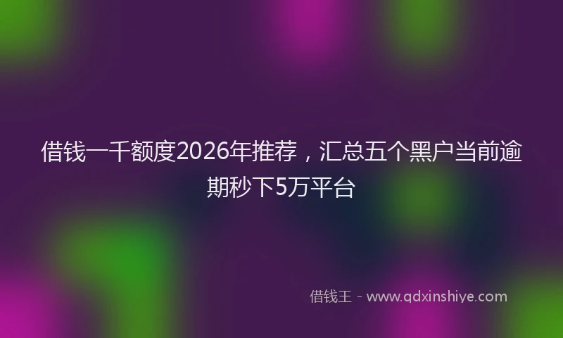 借钱一千额度2026年推荐，汇总五个黑户当前逾期秒下5万平台