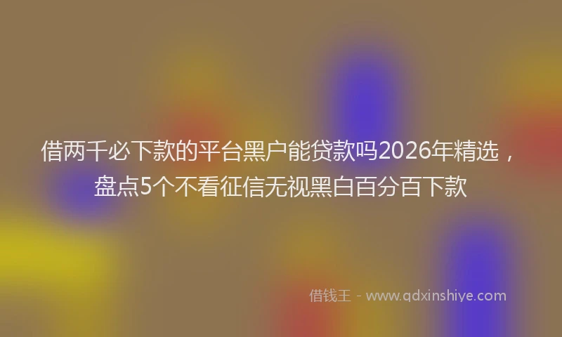 借两千必下款的平台黑户能贷款吗2026年精选，盘点5个不看征信无视黑白百分百下款