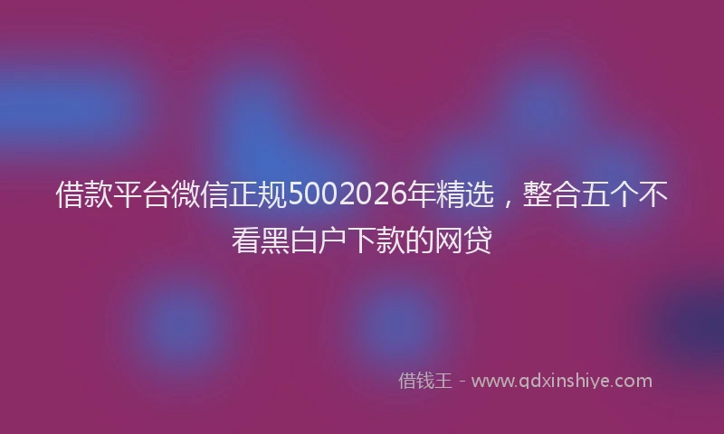 借款平台微信正规5002026年精选，整合五个不看黑白户下款的网贷