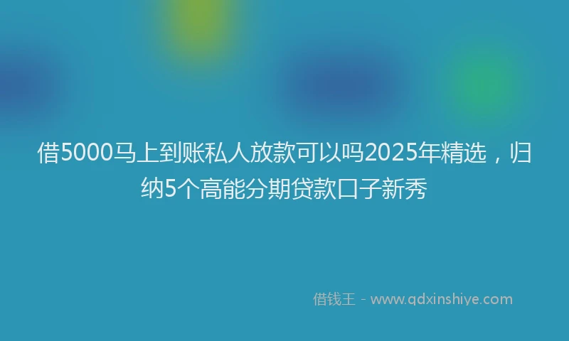 借5000马上到账私人放款可以吗2025年精选,归纳5个高能分期贷款口子新秀