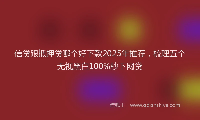 信贷跟抵押贷哪个好下款2025年推荐,梳理五个无视黑白100%秒下网贷