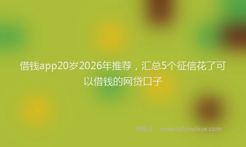 借钱app20岁2026年推荐，汇总5个征信花了可以借钱的网贷口子