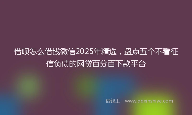 借呗怎么借钱微信2025年精选,盘点五个不看征信负债的网贷百分百下款平台