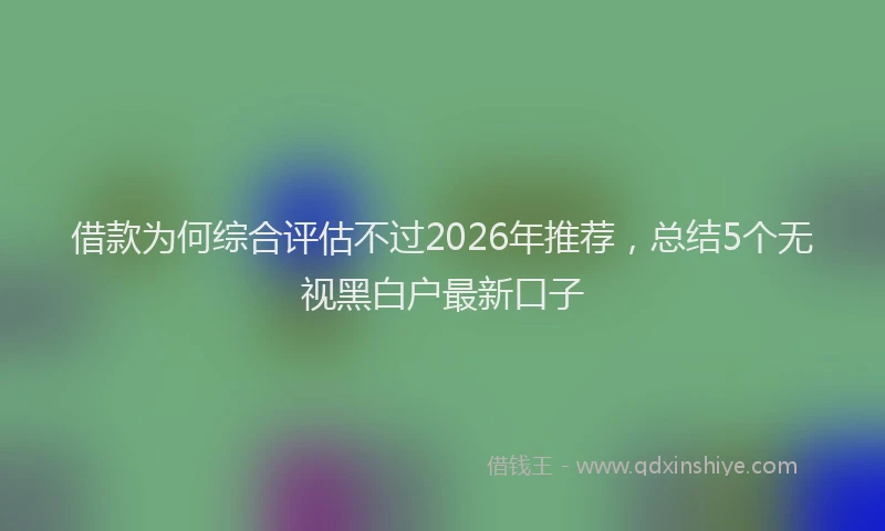 借款为何综合评估不过2026年推荐，总结5个无视黑白户最新口子