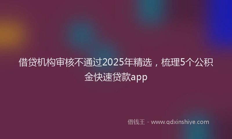 借贷机构审核不通过2025年精选,梳理5个公积金快速贷款app